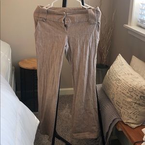Petite beige linen pants